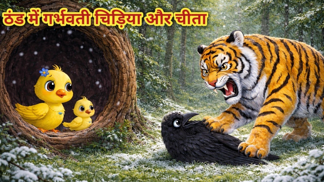 ठंड में गर्भवती चिड़िया और चीता | Thand me garbhwati chidiya aur cheeta | Birds Story | ToonBirds |