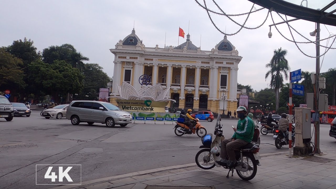 Relaxing Walk in Hanoi Opera House, Hanoi | Walking and City Sounds  | 4k ASMR