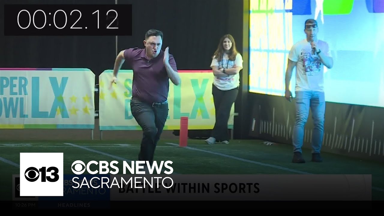 CBS13's Jake Gadon and Brandon Benitez battle it out at Super Bowl Fan Fest