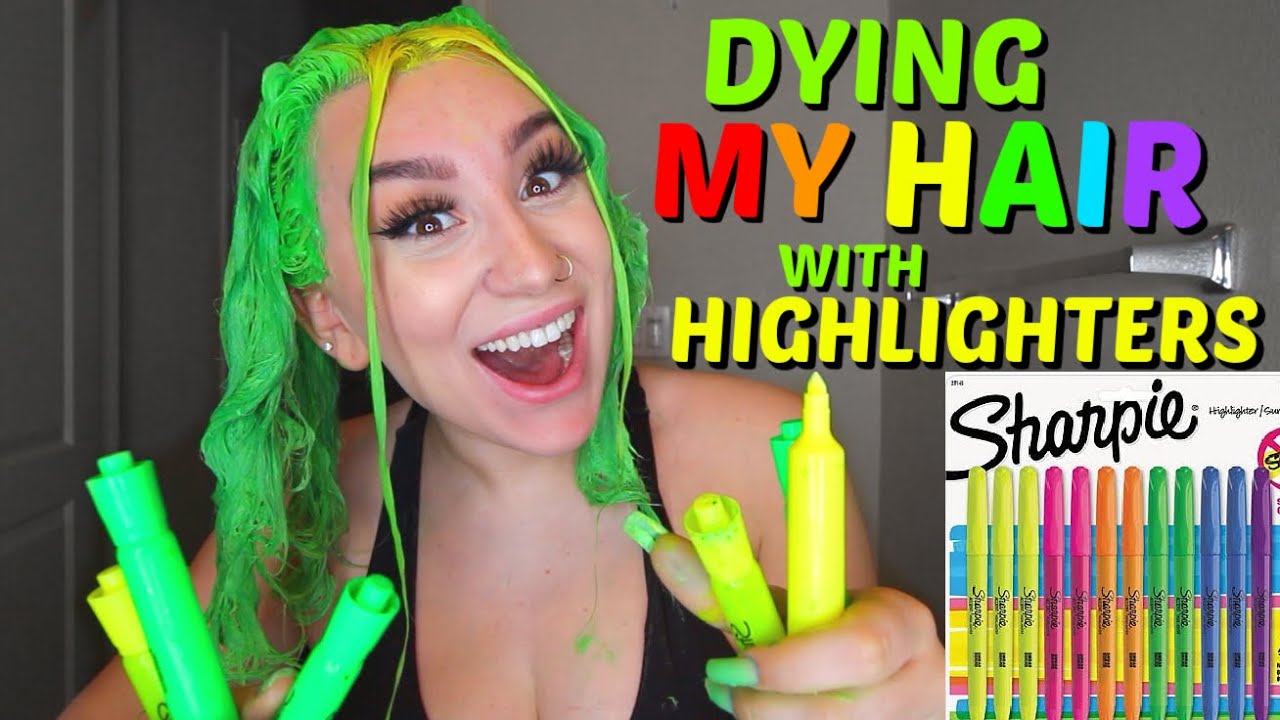 DYING MY HAIR WITH HIGHLIGHTERS *YELLOW & GREEN*