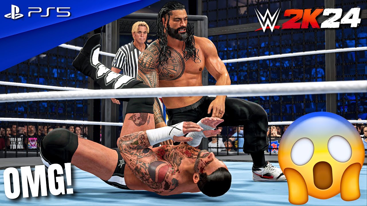 WWE 2K24 — матч Elimination Chamber «CM Punk против Романа Рейнса против Коди против Сета против ...