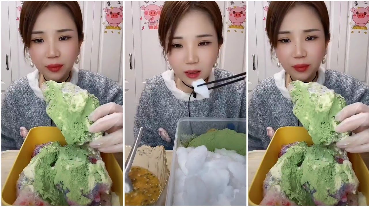 ASMR ICE EATING | MATCHA & MILK POWDER | RELAX VIDEO