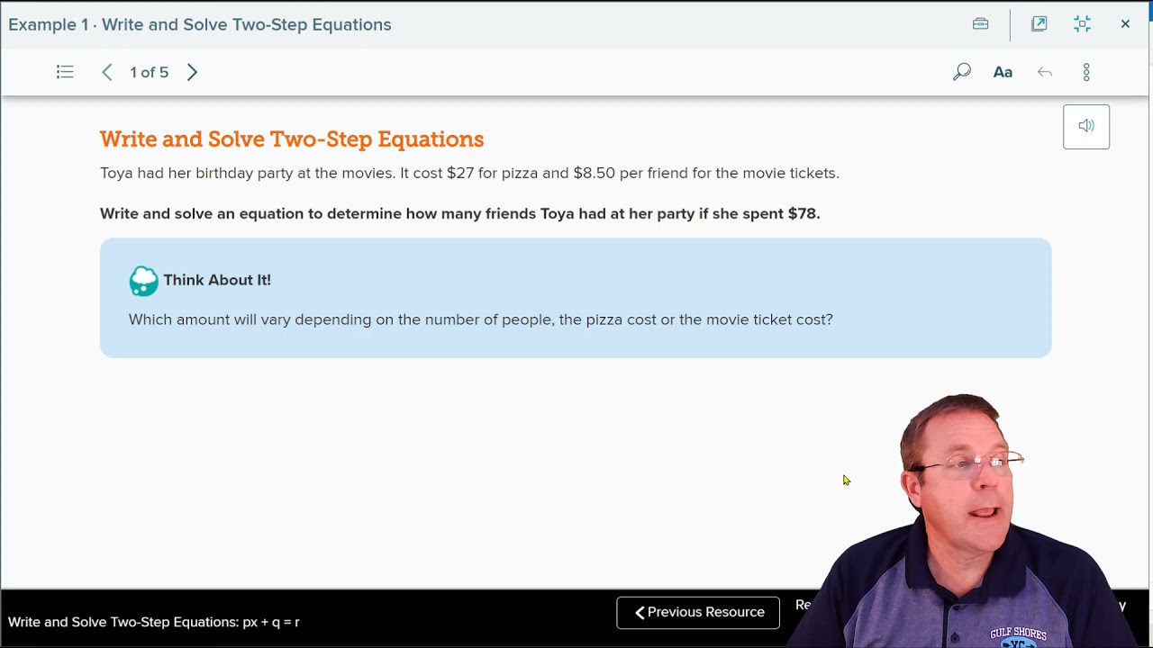 6-3 Write and Solve Two Step Equations px + q = r (Part 1)