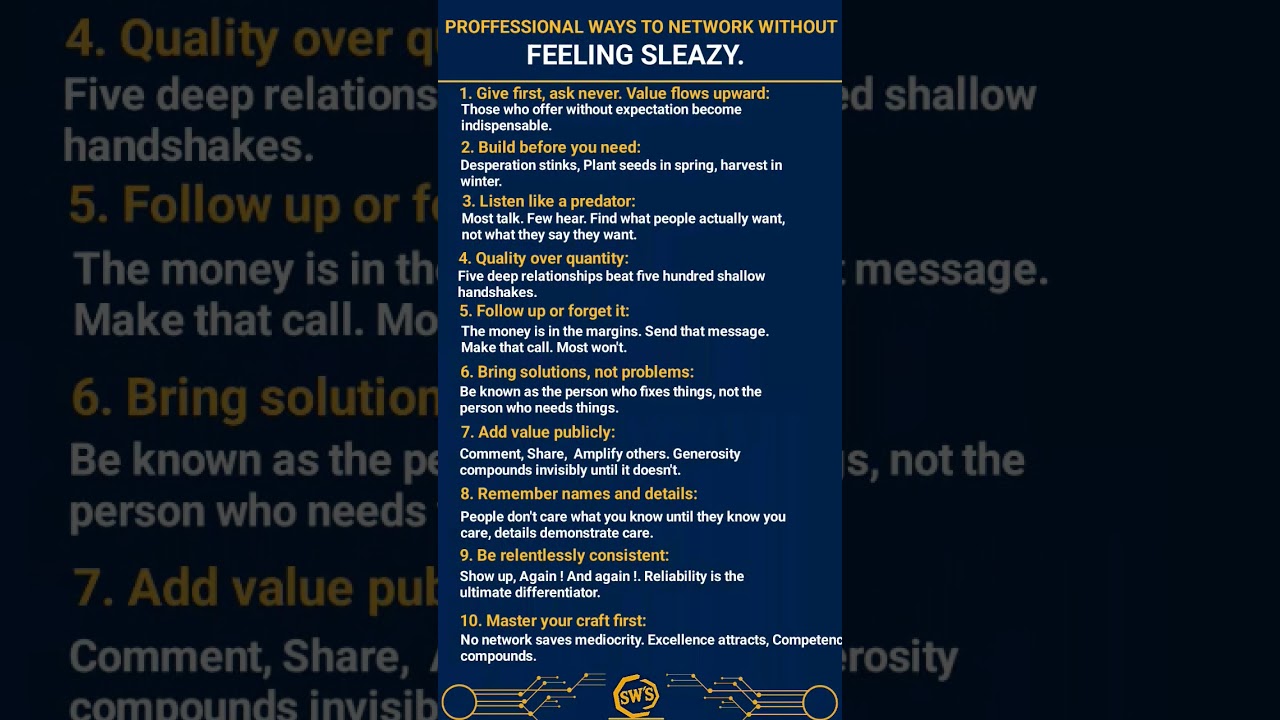 Genuine networking tips, How to network without being sleazy. 