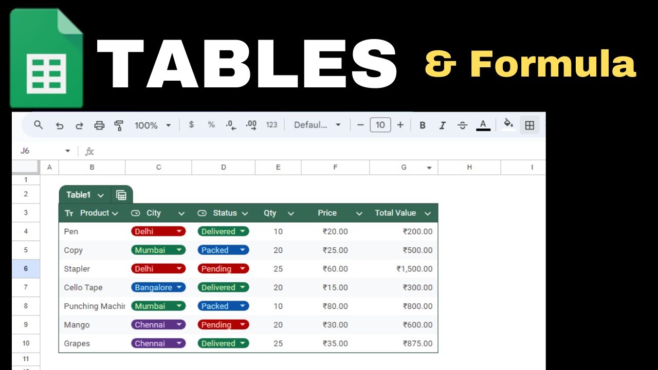 ✨ Table in Google Sheets New Features || Google Sheets Table & Formulas