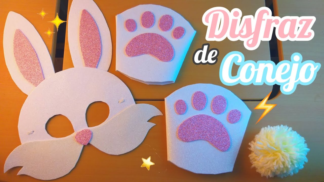 Cómo hacer un Disfraz de CONEJO para niños, Máscara , Guantes y Cola con foamy | Momuscraft