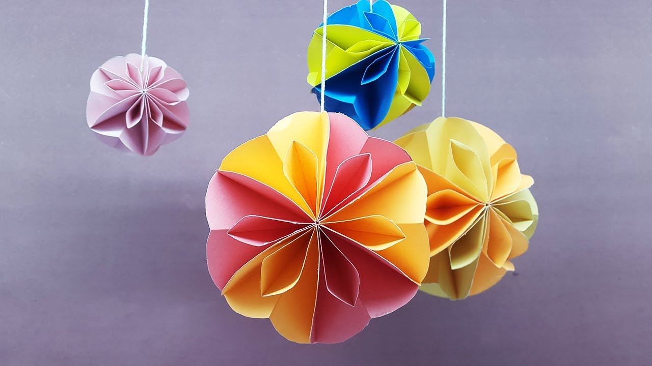 How to make Paper Ball for Decoration - Paper Crafts Honeycomb Ball
