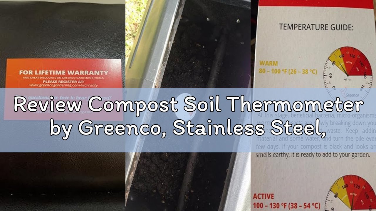 Review Compost Soil Thermometer by Greenco, Stainless Steel, Celsius and Fahrenheit Temperature Dial