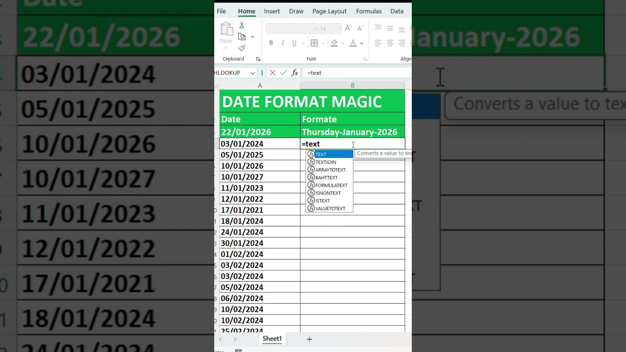 Excel Date ko Professional Banane ka Secret 😱 | TEXT Formula 