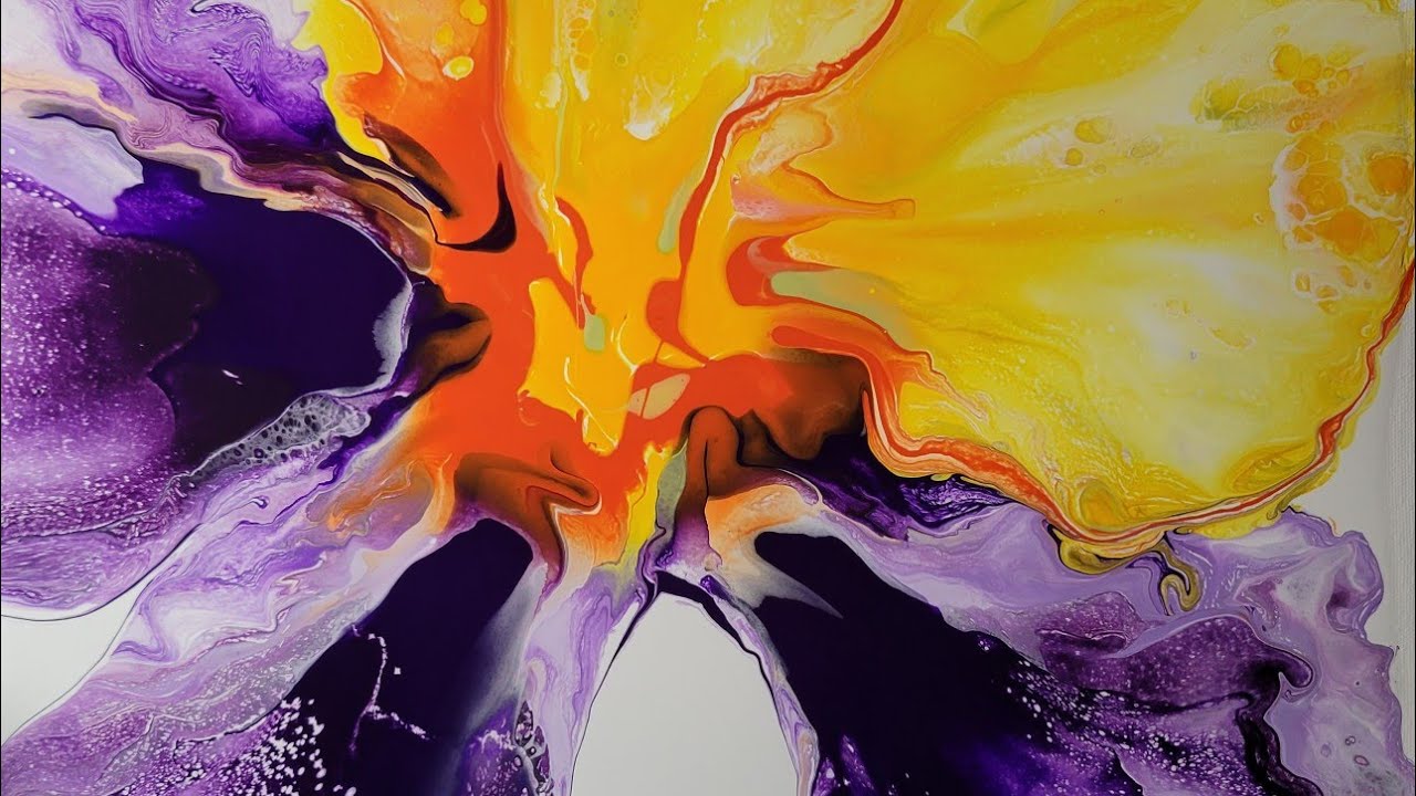 (210) ACRYLIC POURING - Iris Flower Series #5 - DUTCH POUR VARIATION - How To Fix Composition!