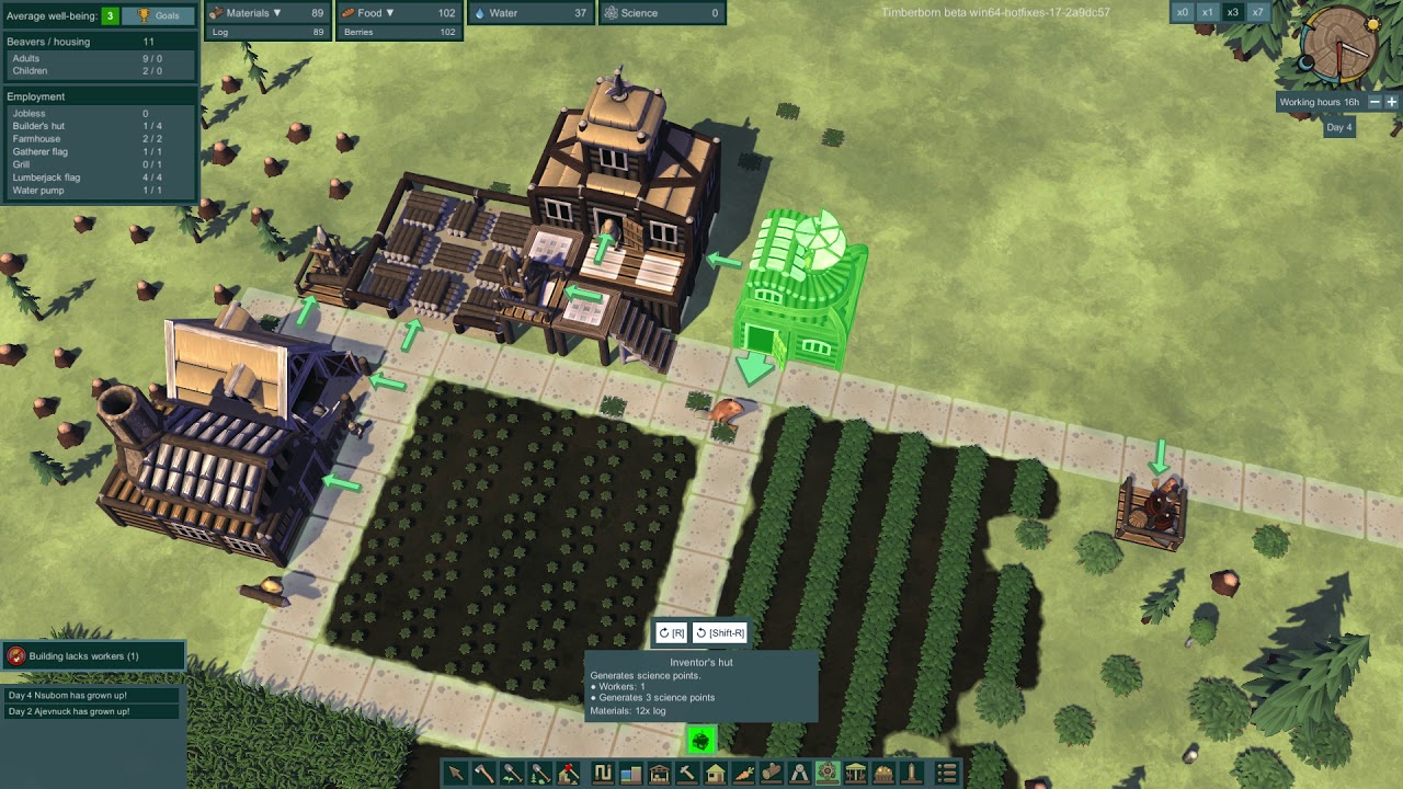 Timberborn Closed Beta Gameplay / The start of Beavertown and their first dam