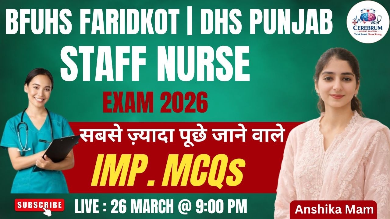 BFUHS || DHS Staff Nurse Exam 2026 | Most Repeated MCQ🔥 || By Anshika  Mam