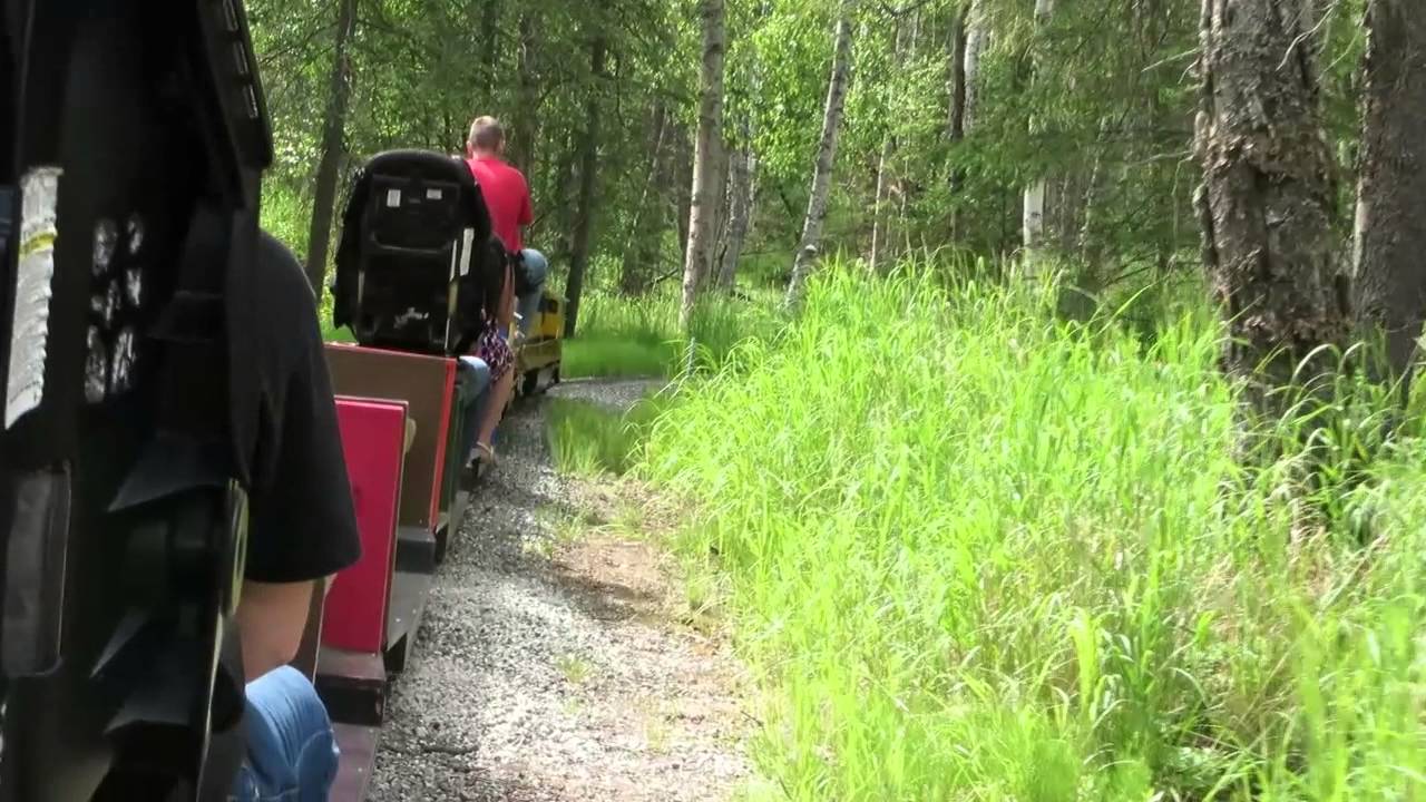 JUN 7, 2015 Riding on Live Steamers Alaska Railroad train in Wasilla, AK