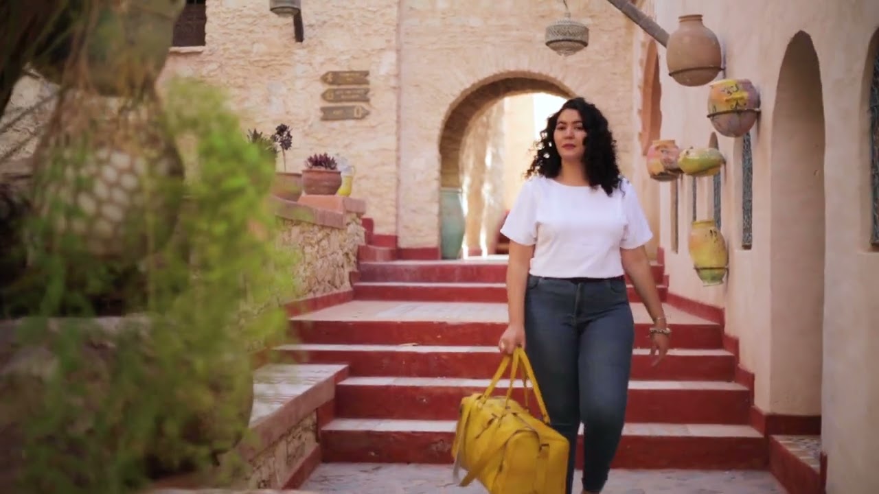 Handmade Moroccan Mustard Yellow Leather Travel Bag.