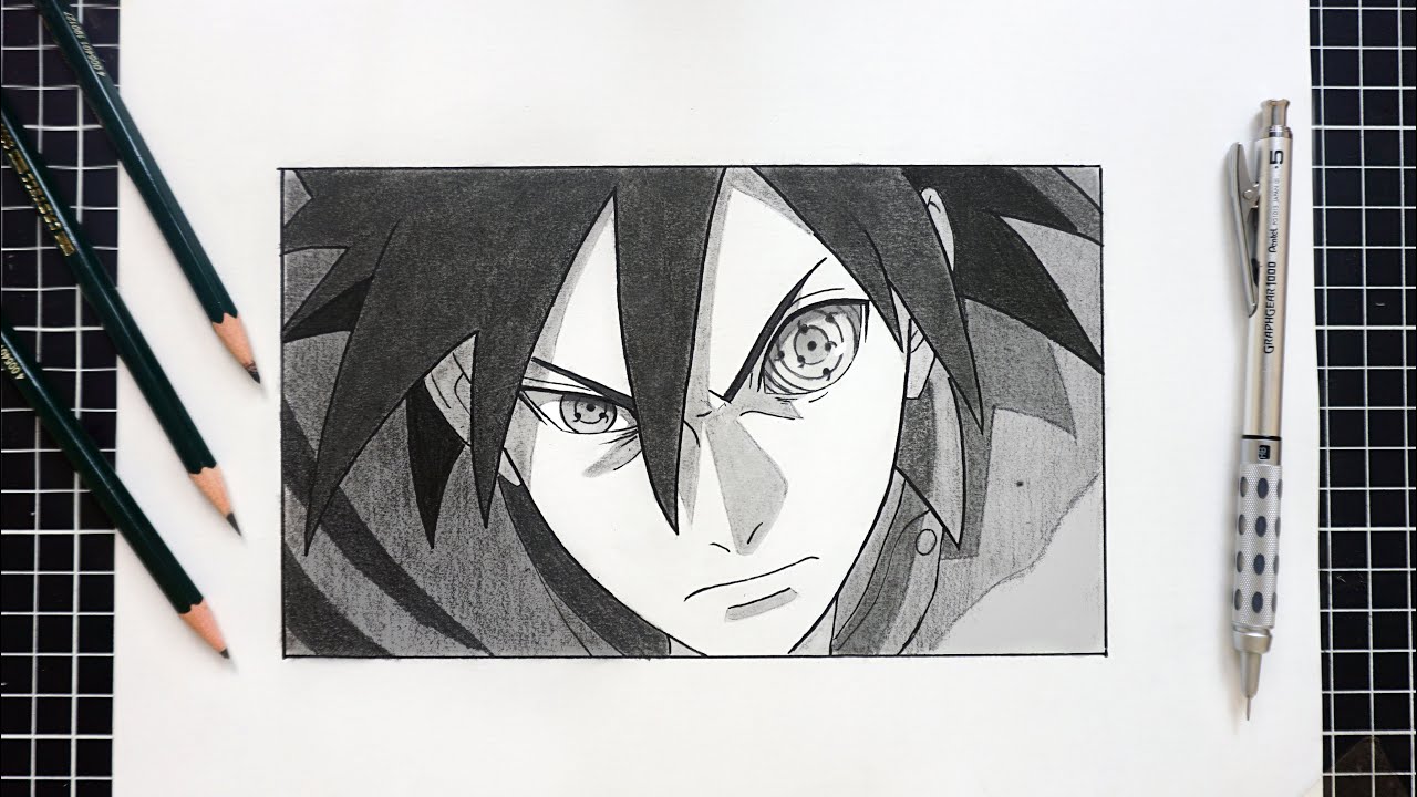 How to Draw SASUKE UCHIHA Easy | Rinnegan Eye (step by step)