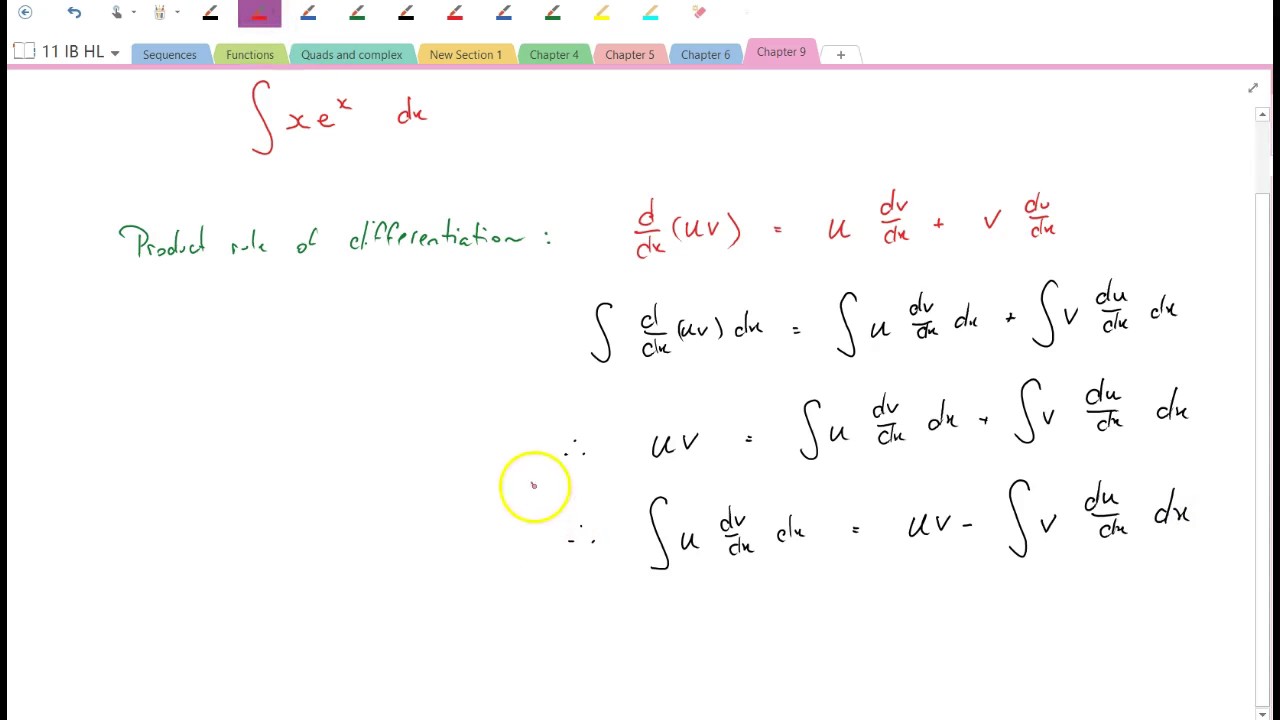 Integration by parts (the 'product rule' of integration)
