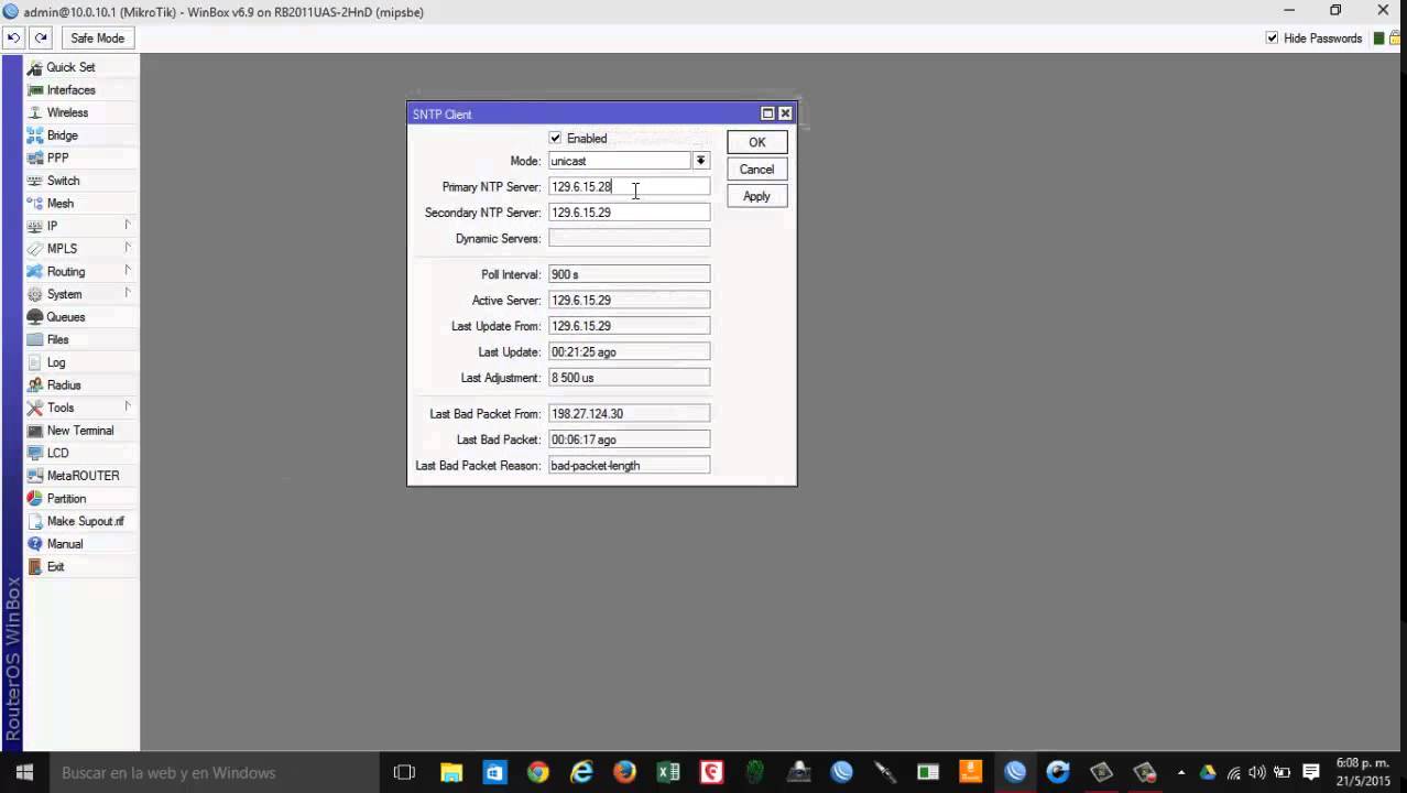 Configurar la Hora o Clock de Router Mikrotik