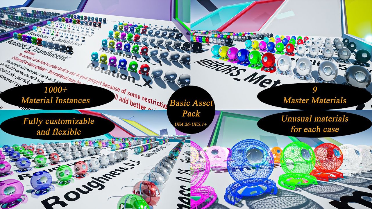 OVERVIEW | Basic Asset Pack: 1000+ Materials - but in 8k 60 fps! | UE5 RTX Real-Time render