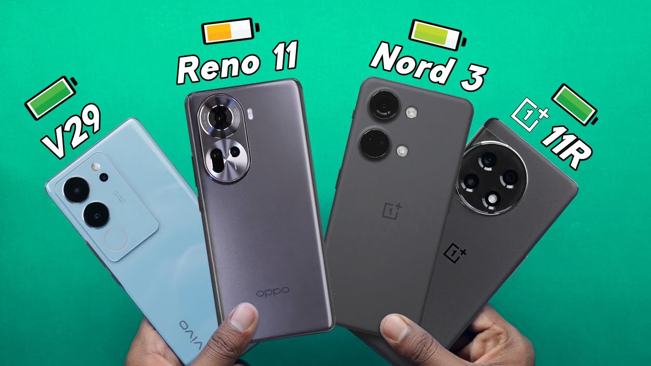 100% to 0% Battery Drain | OPPO Reno 11 vs Vivo V29 vs OnePlus 11R vs OnePlus Nord 3