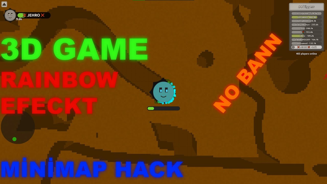 Digdig.io  JEHRO Minimap hack and 3D + Rainbow Effect (unbanned)