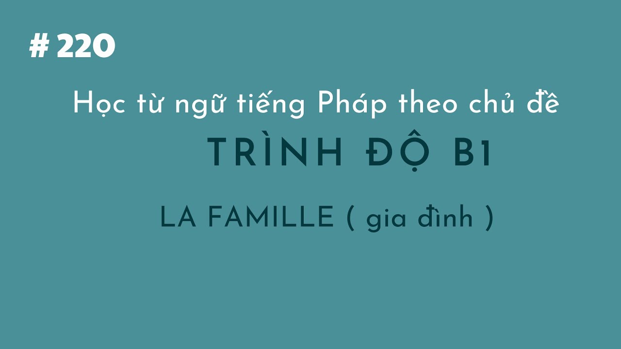 Bài 220 - Học từ ngữ tiếng Pháp theo chủ đề- Trình độ B1 - LA FAMILLE ( gia đình )