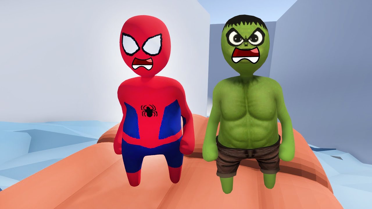 Spider-Man ve Hulk Tranbolin Su Parkında - Human Fall Flat