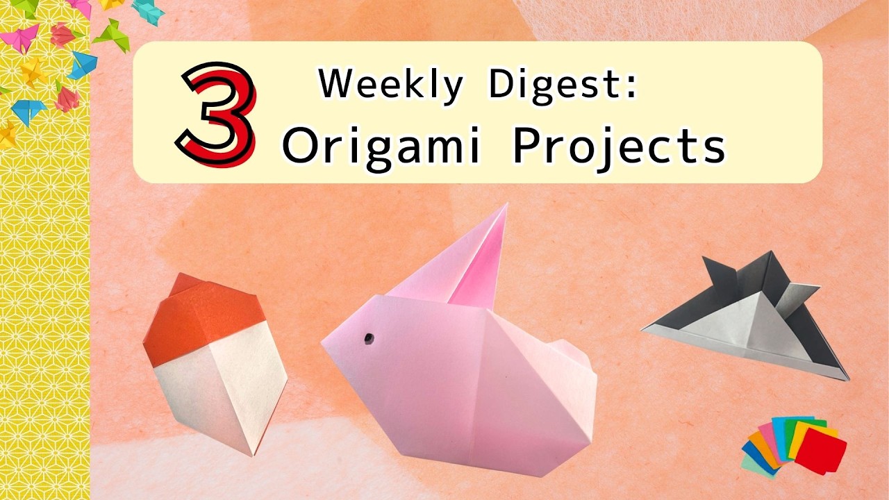 Origami tutorial 3 origami projects, acorn, rabbit and samurai hat for Kids (3+) | Silent