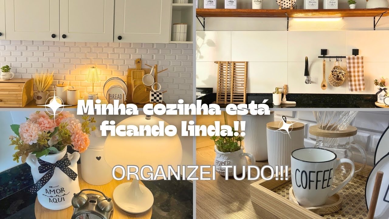 COLOQUEI AS PLACAS 3D DA SHOPEE NA COZINHA/  FIZ NOVA DECORAÇÃO E ORGANIZEI TUDO 🌸✨💕