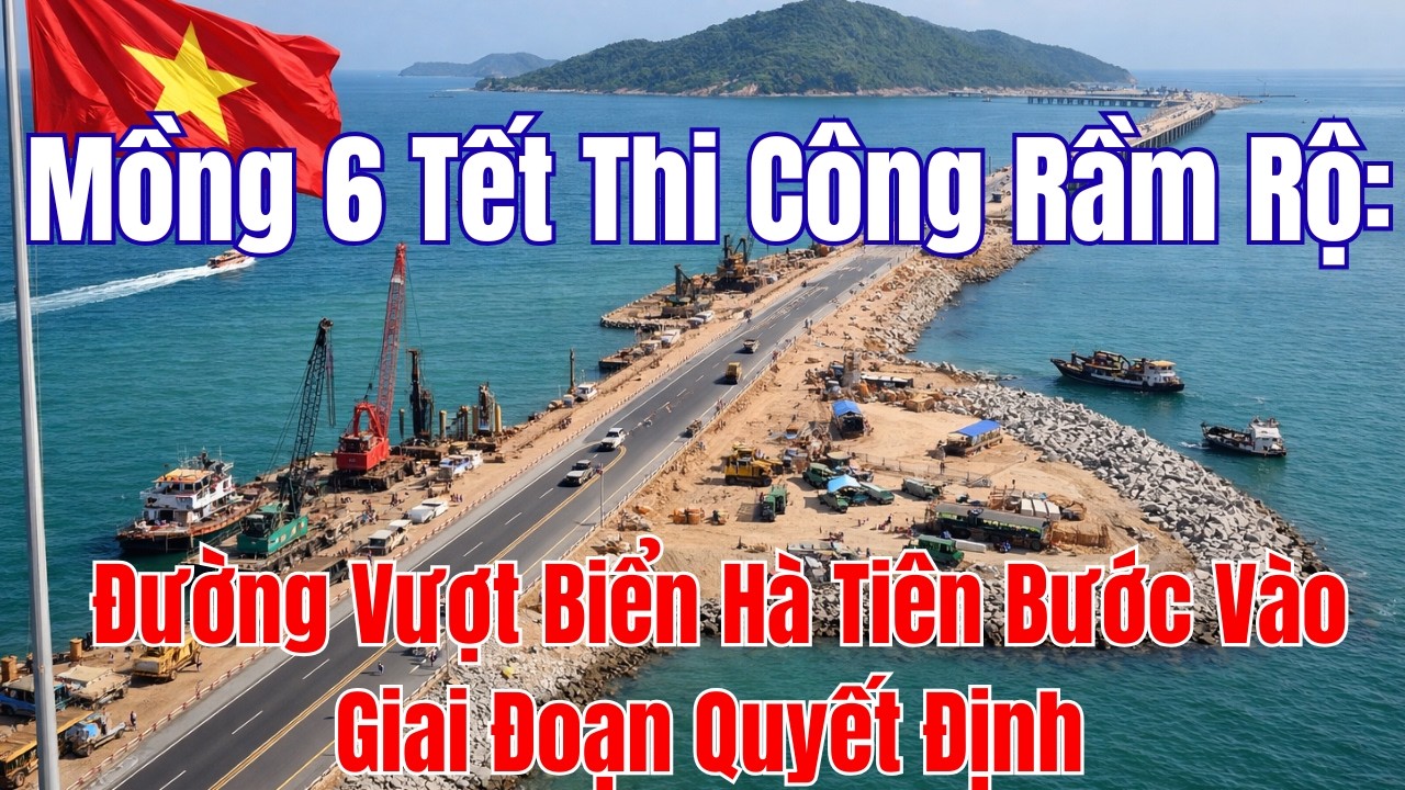 Mồng 6 Tết Thi Công Rầm Rộ: Đường Vượt Biển Hà Tiên Bước Vào Giai Đoạn Quyết Định