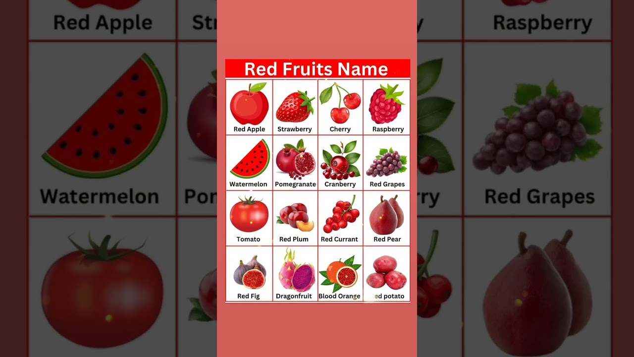 Red Fruits Name in English | लाल फलों के नाम अंग्रेजी में 🍎 | Learn English for Kids #fruit