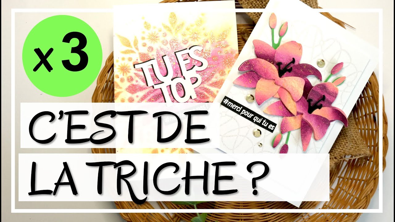 Effet AQUARELLE SANS AQUARELLE ? 3 CARTES ! Tuto Carterie DIY Scrapbooking