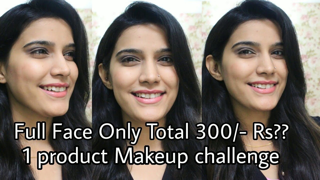 Full Face Makeup Total 300/- Rs| Only 1 products Makeup challenge |office/college|