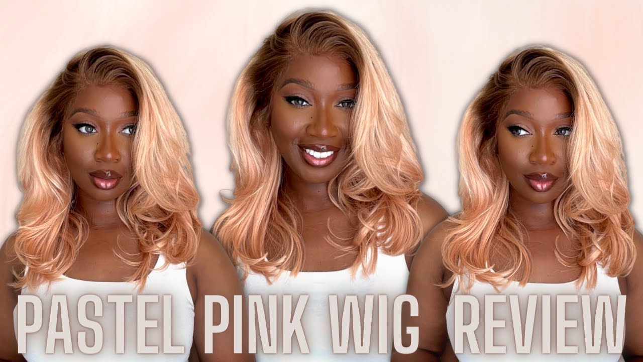 UNice Hair | Peachy Pink Pastel | Wig Install and Review | Cutting Layers + Curling Wig | Tan Dotson