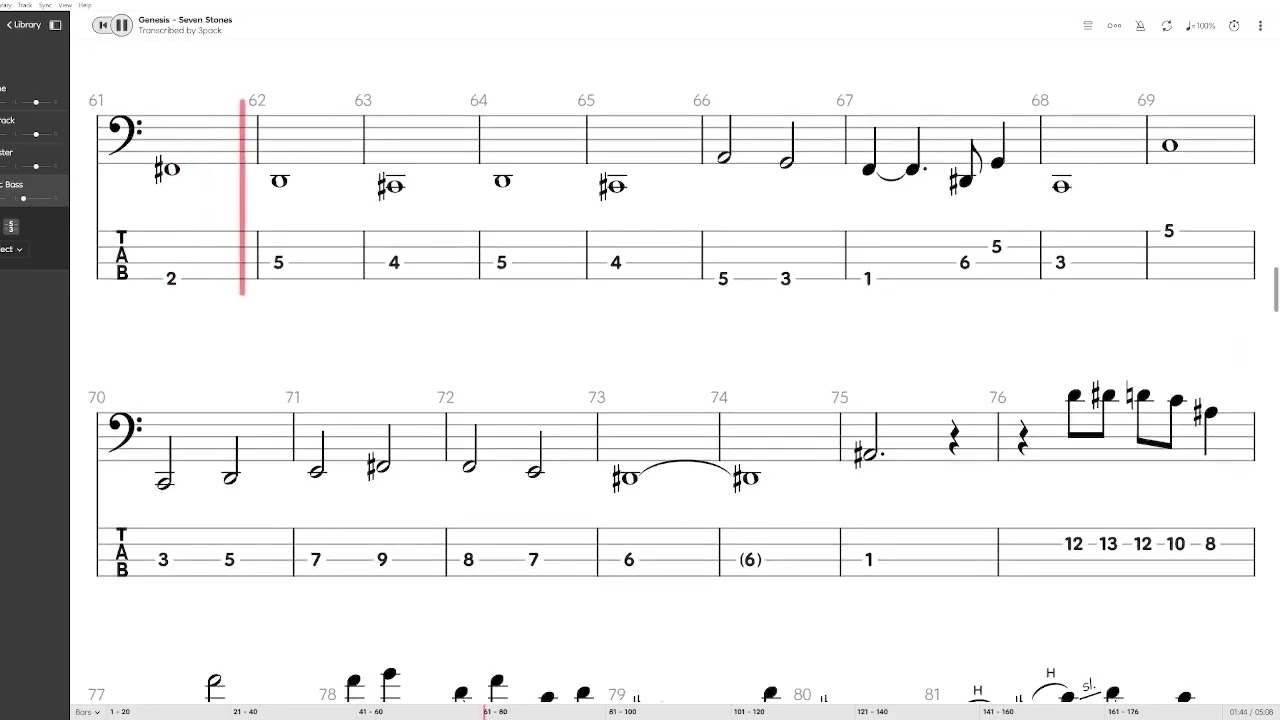 Genesis "Seven Stones" | Bass Tab