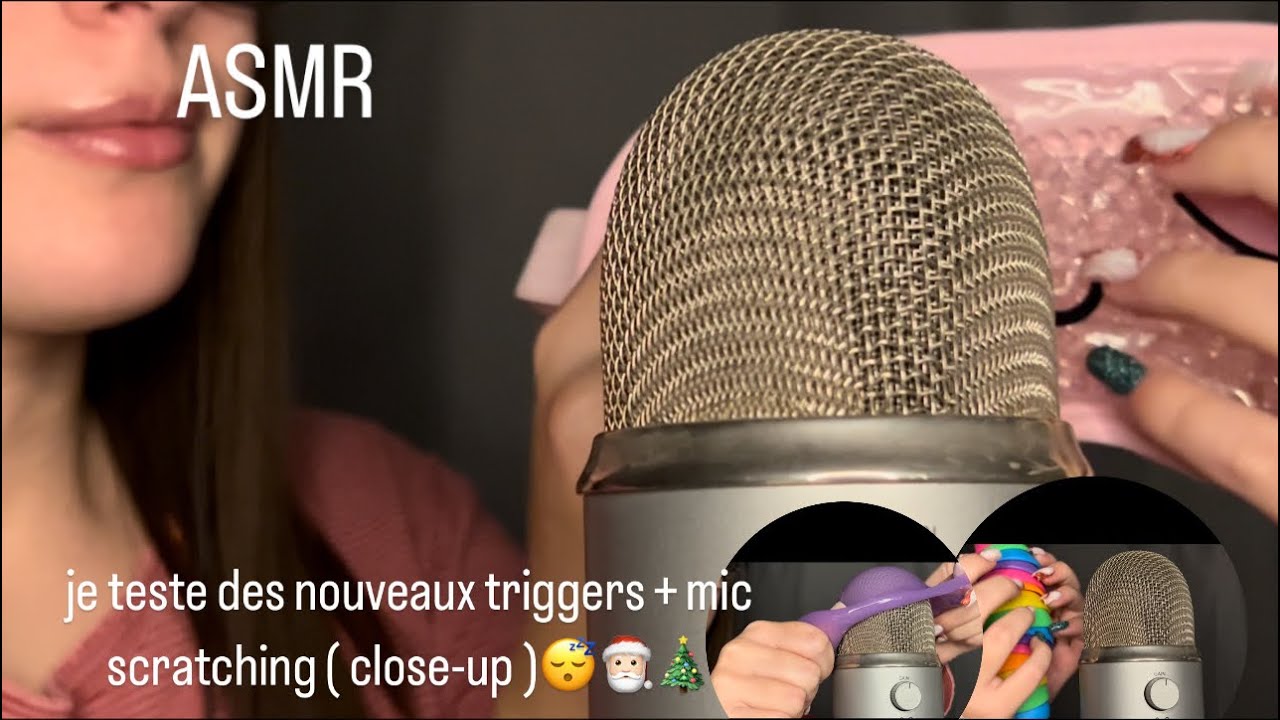 ASMR : je teste des nouveaux triggers + mic sratching ( close-up )😴🎅🏻🎄