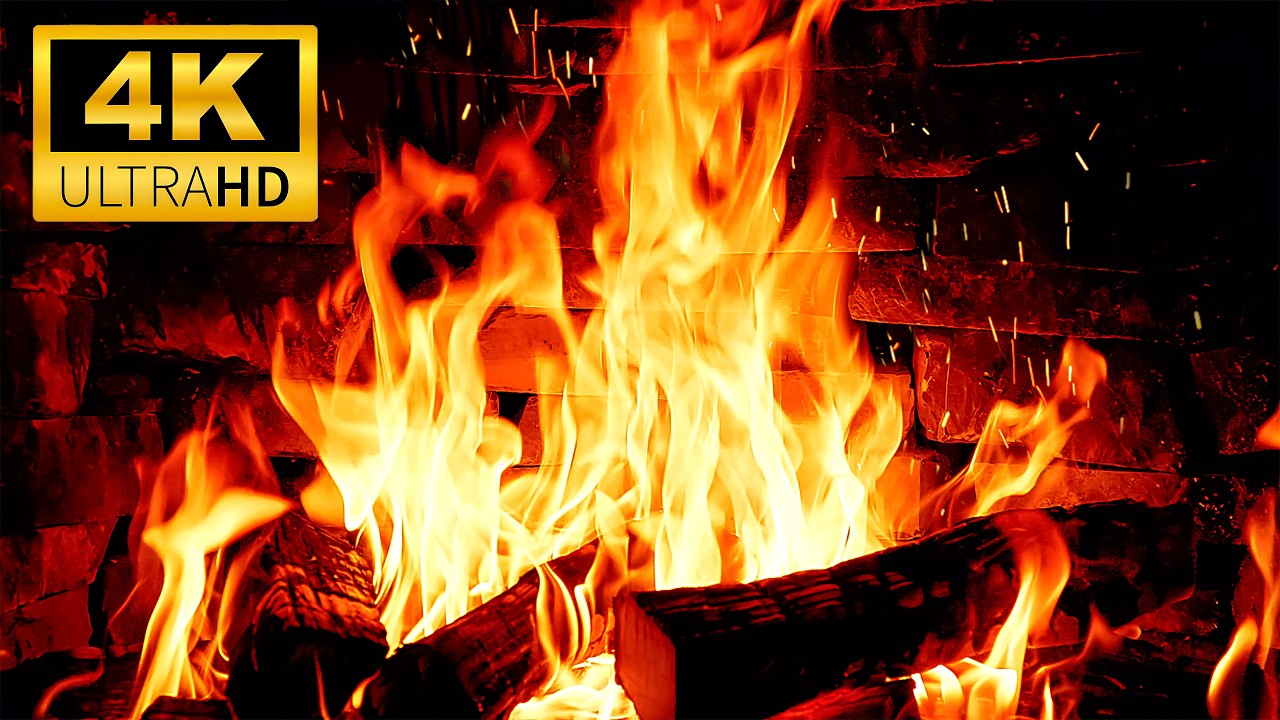 🔥 Sparkling Fireplace 🔥 Relaxing Fireplace with Crackling Fire Sounds | 4K Fireplace Ambience