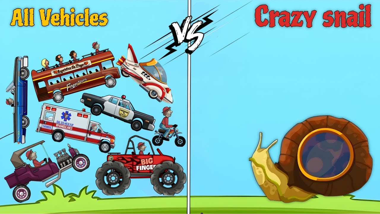 All Vehicles vs Crazy Snail Hill climb racing || #hill_climb_racing #hcr #Nafis_HCL