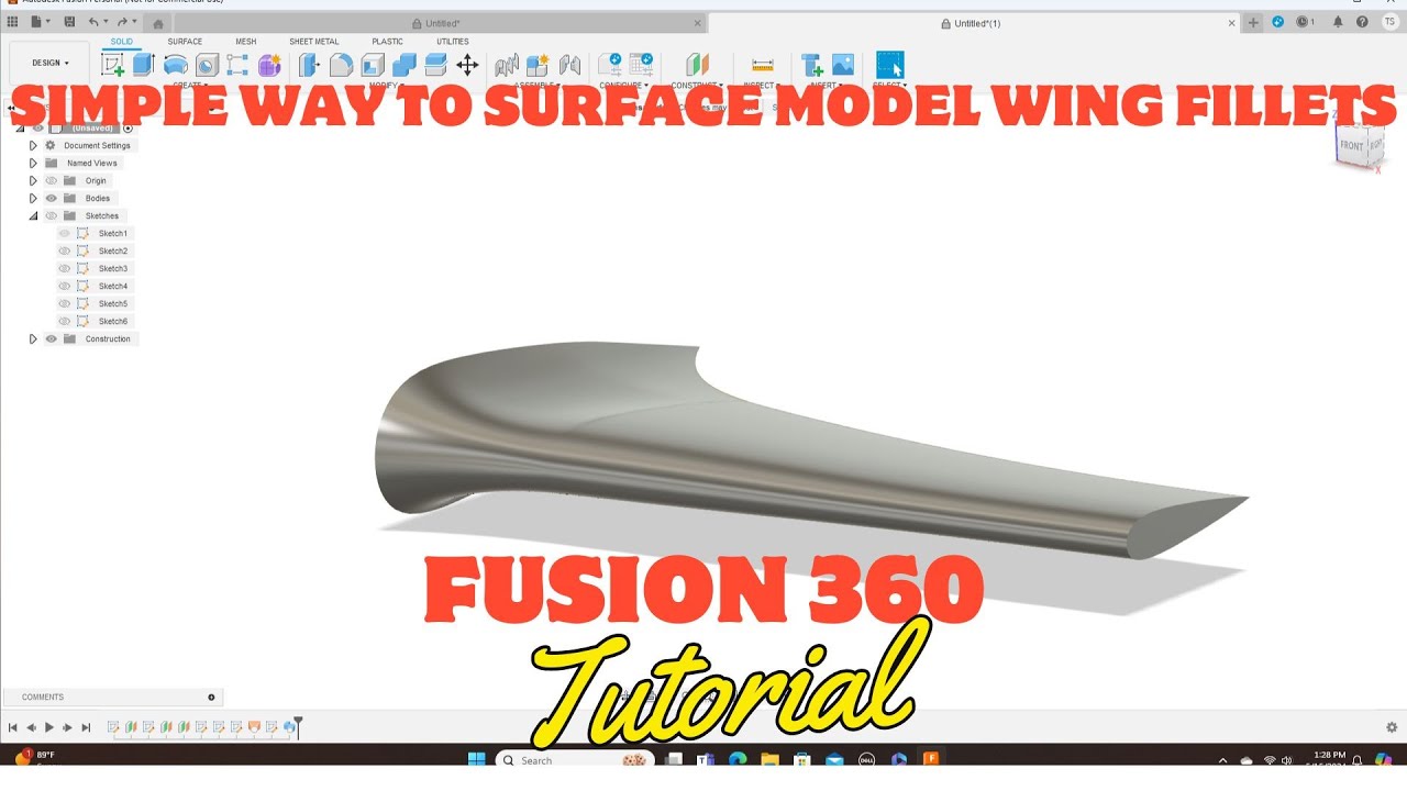 Простой способ создания скруглений/обтекателей крыльев модели в Fusion 360