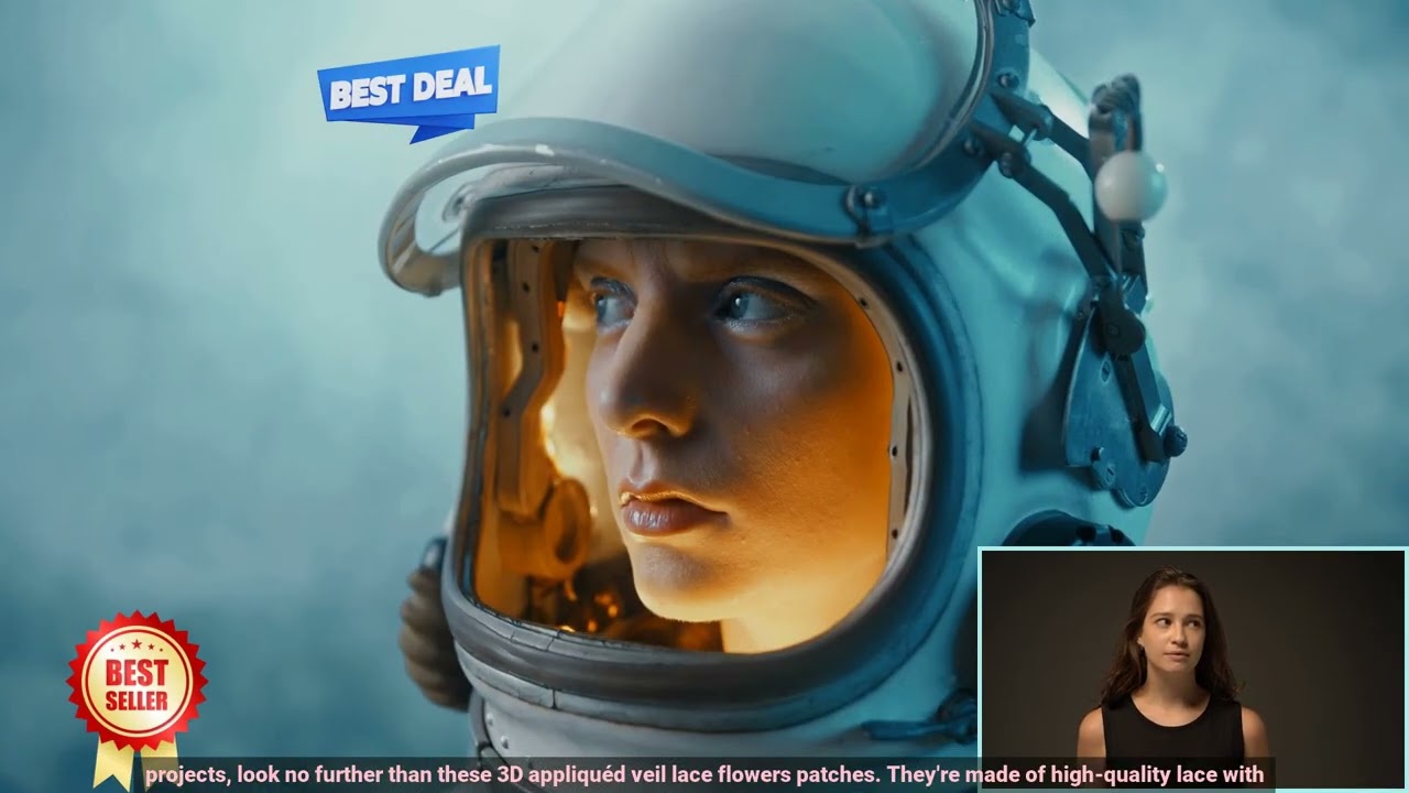 1005003176788840 3D Appliqued Veil Lace Flowers Patches Off White with Pearls Beading L