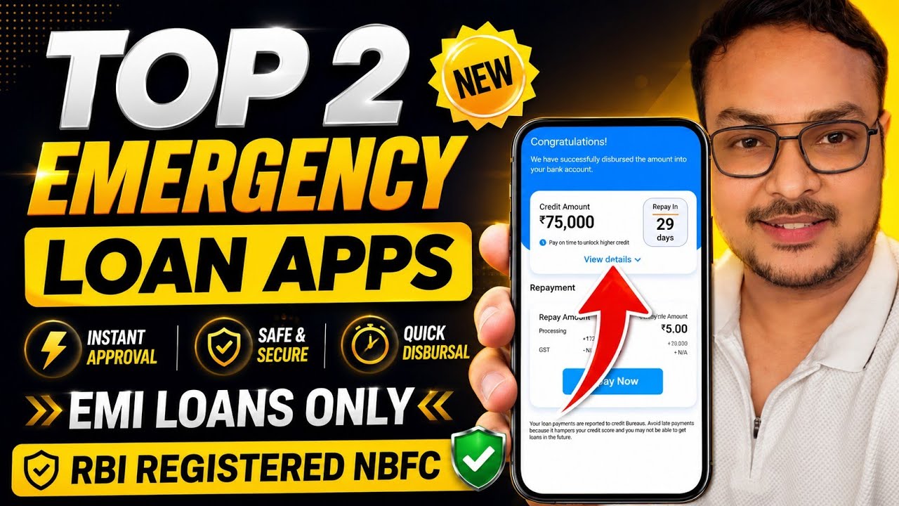 Top 2 Emergency Loan App 2026  | Only Pan & Adhaar | EMI Loans Only | RBI Registered NBFC