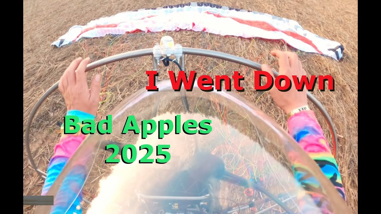 Paramotor crash in a farm field at Bad Apples, then relaunched || 2025