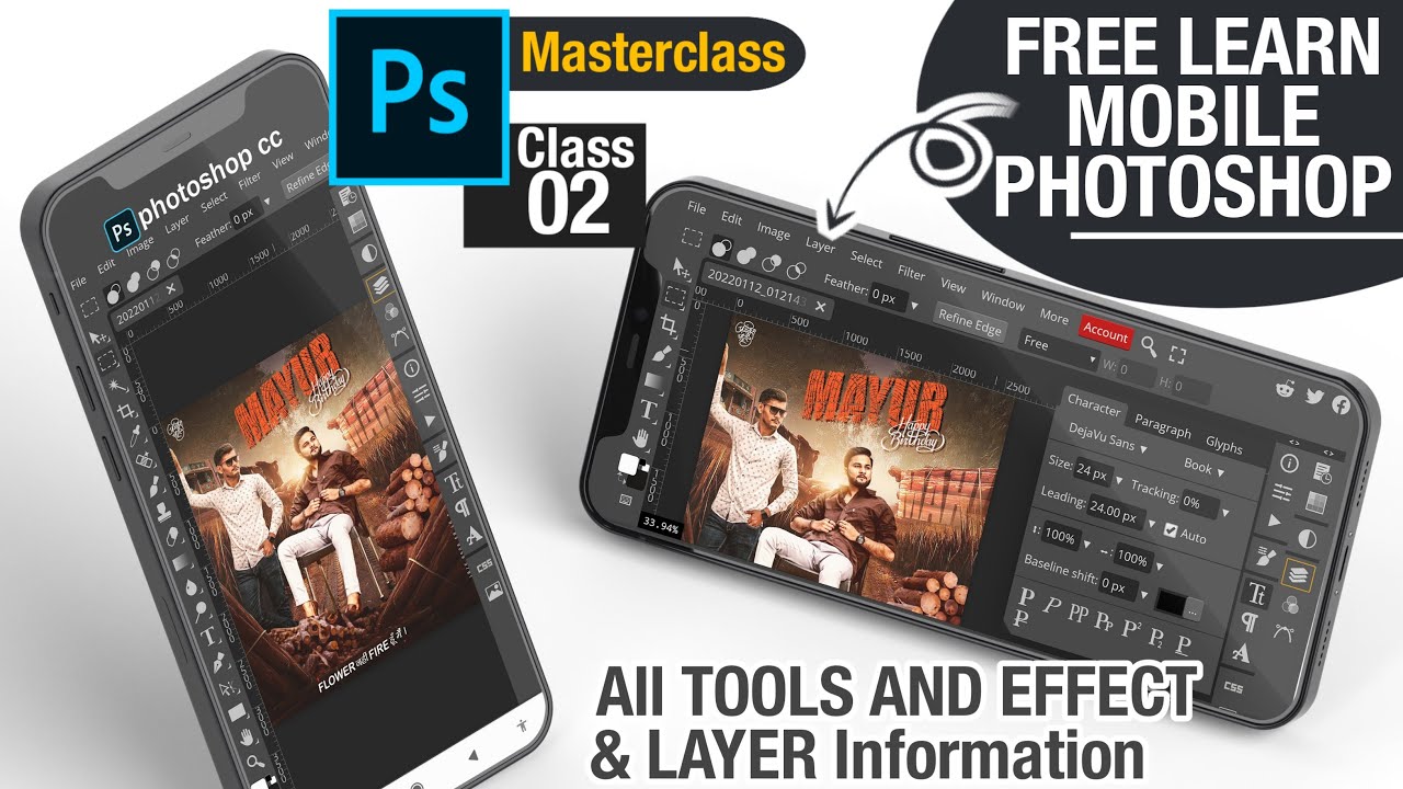 Free Learn Mobile Photoshop |Beginners MasterClass| Photopea Class 2.