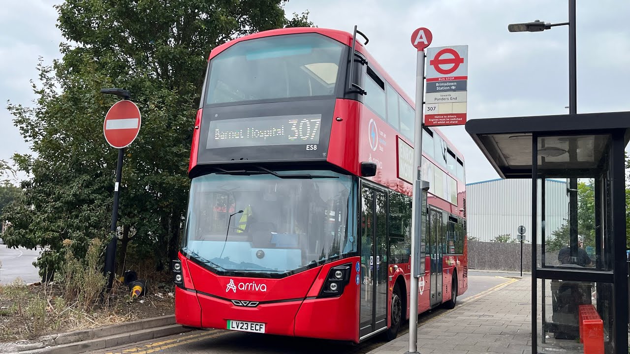 Full Route Visual. Route 307: Brimsdown - Barnet Hospital | Electroliner ES8 LV23 ECF