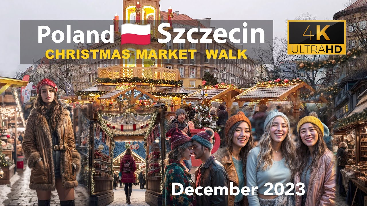 🎄Christmas market walking tour 🎅 Szczecin 🇵🇱 Poland -December 2023-4k