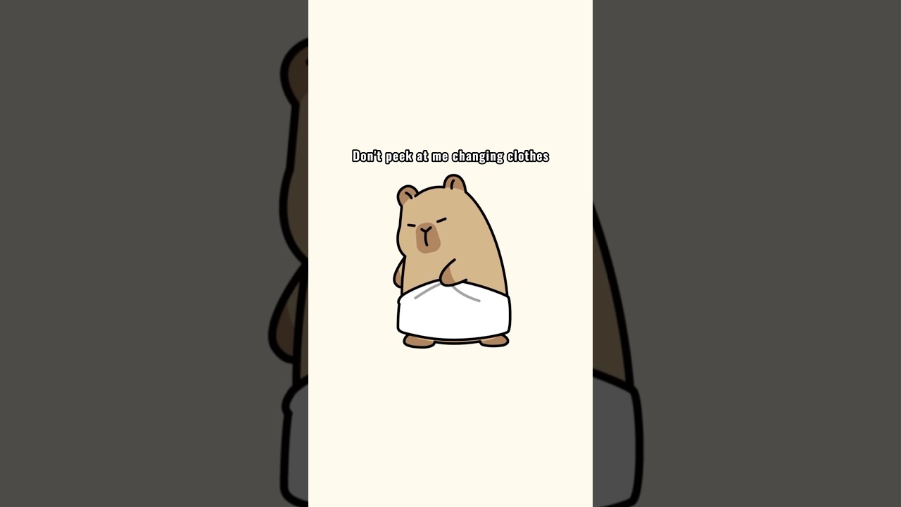 Don&rsquo;t peek at Capybara changing clothes#capybara #painting #cute #funny #fun #creative #cartoon