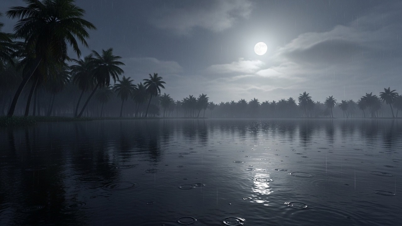 POV: Moonlight Rain on Quiet Lake 🌧️ Deep Sleep & Study Ambience (4K UHD)