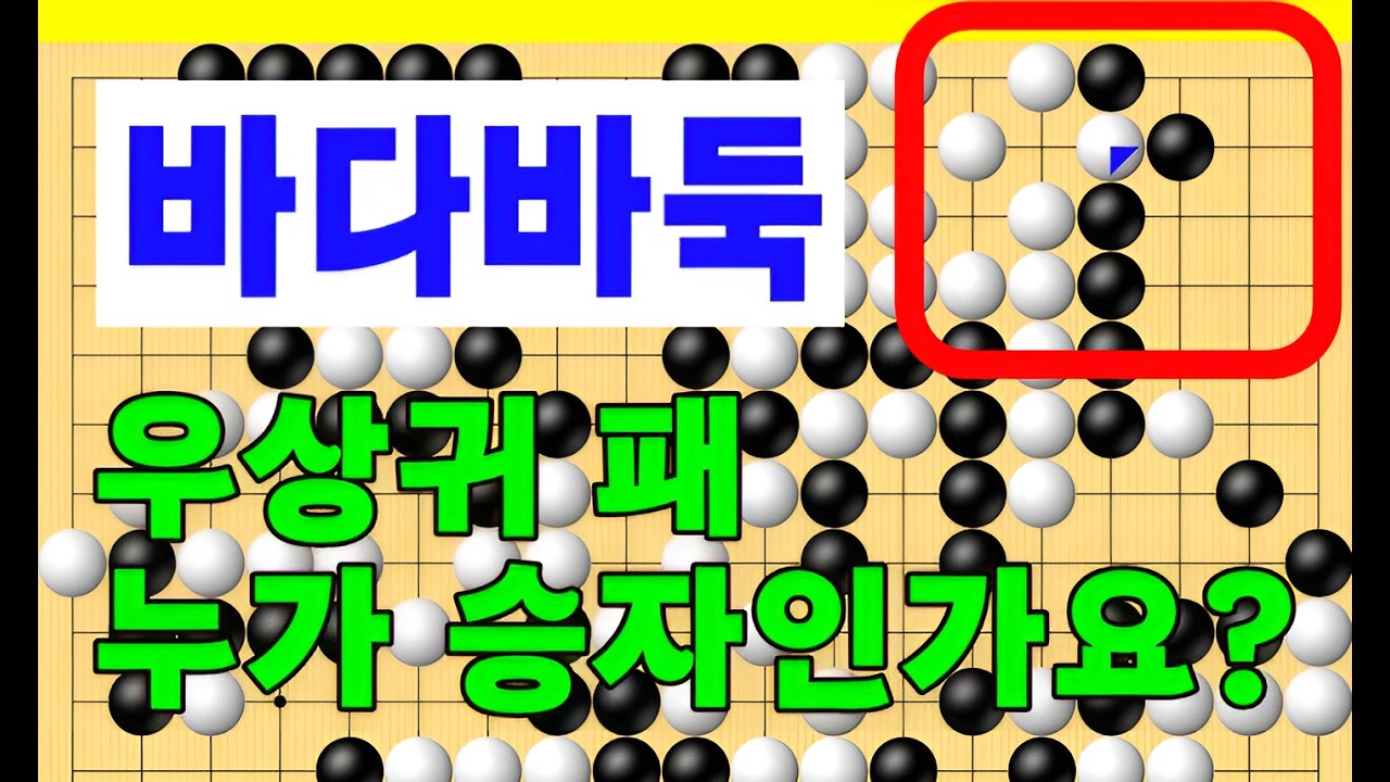 우상귀 패의 누가 승자인가요? 바다바둑두기입니다 #바둑배우기 #초보바둑두기 #재미있는 바둑