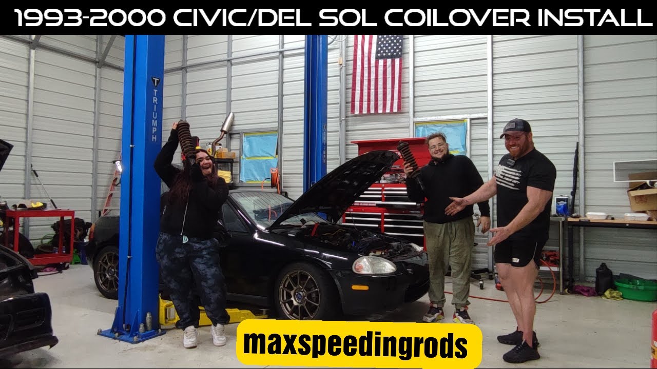 Установка койловеров на Honda Civic / Del Sol 1993-2000 годов выпуска, подвеска Maxspeedingrods T...