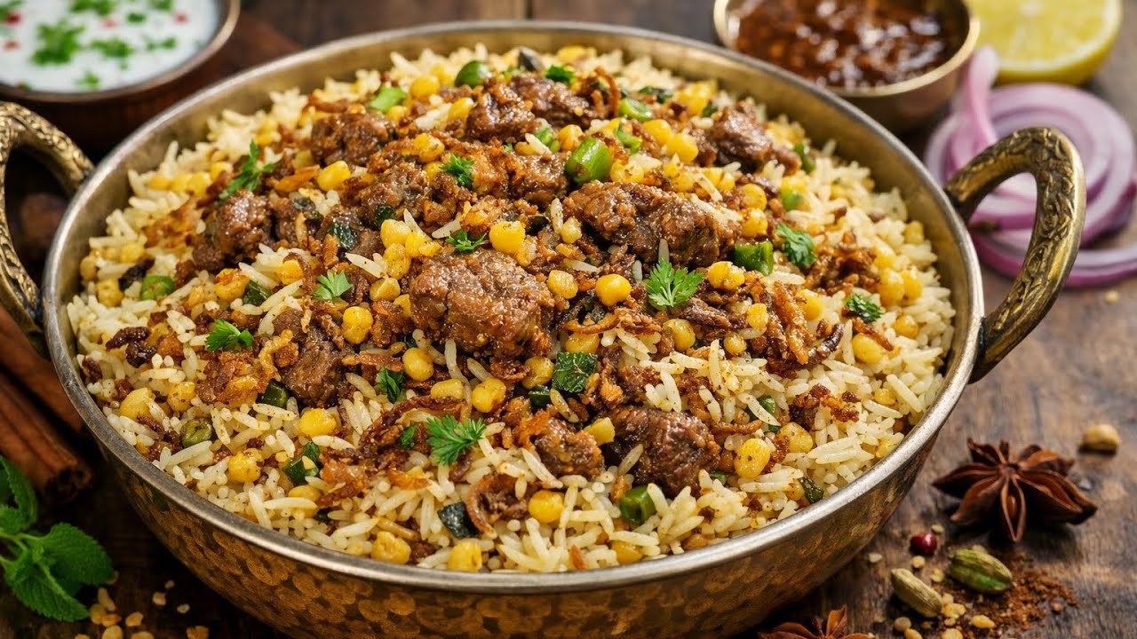 Chana Dal Mutton Pulao (Dum Style – Fluffy & Fragrant) 