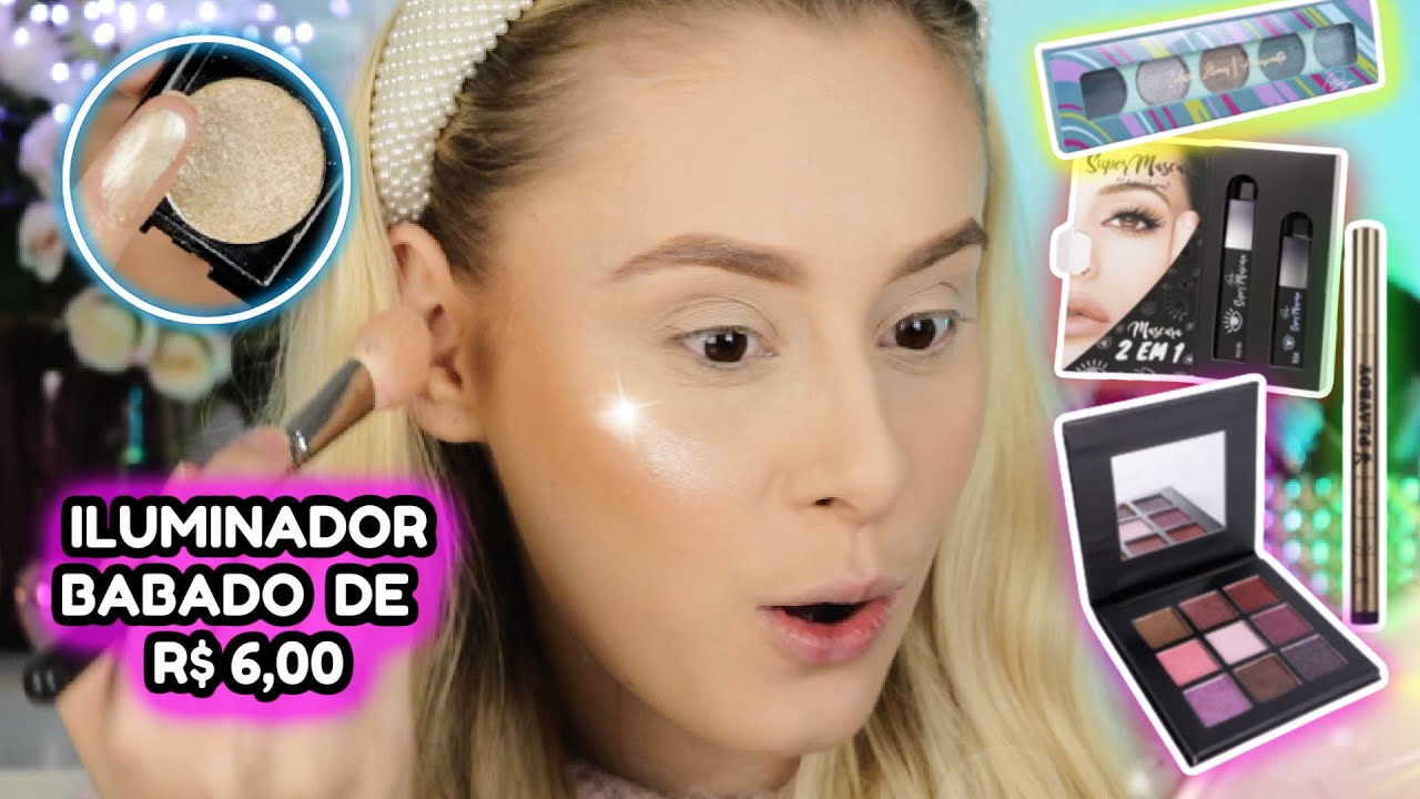 TESTANDO MAQUIAGENS DA PLAYBOY  * ILUMINADOR DE R$ 6,00 TOP *